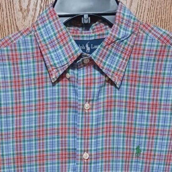 Polo (Ralph Lauren)-(Short Sleeve)-(Blue/Red-Plaid)-(Size M)-(Pre-owned)-$30.00 - Picture 3 of 4